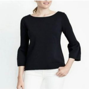 J Crew Black Bell Sleeve Knit Top Blouse Shirt  - Large